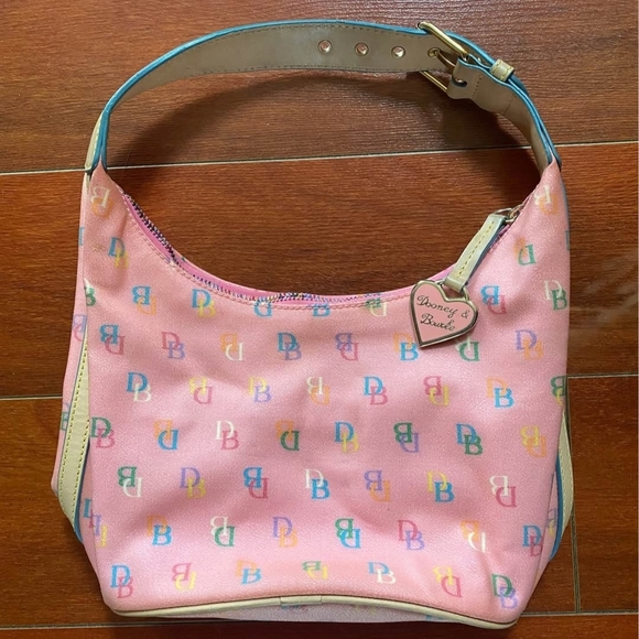 Dooney & Bourke Handbags - VINTAGE Dooney & Bourke Pink Hobo Bag with Multicolor Accents
